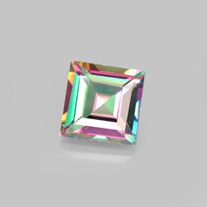 2.13캐럿 천연 탑 레인보우 미스틱 토파즈, 스퀘어, 7.1×7 mm, VS