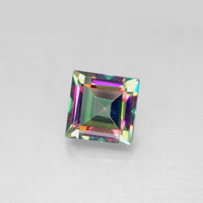 2.17캐럿 천연 탑 레인보우 미스틱 토파즈, 스퀘어, 7×6.9 mm, VS