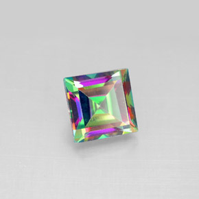 2.17캐럿 천연 탑 레인보우 미스틱 토파즈, 스퀘어, 7×6.9 mm, VS