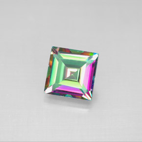 2.18캐럿 천연 탑 레인보우 미스틱 토파즈, 스퀘어, 7.1×7 mm, VS