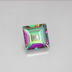 2.18캐럿 천연 탑 레인보우 미스틱 토파즈, 스퀘어, 7.1×7 mm, VS