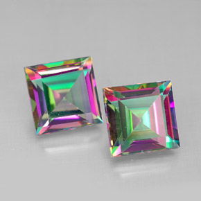 캐럿 천연 탑 레인보우 미스틱 토파즈 보석, 스퀘어, 6.9×6.9 mm, VVS-VS
