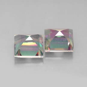 캐럿 천연 탑 레인보우 미스틱 토파즈 보석, 스퀘어, 6.9×6.9 mm, VVS-VS