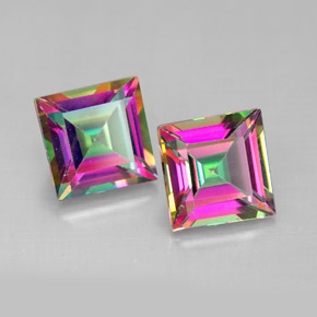 캐럿 천연 탑 레인보우 미스틱 토파즈 보석, 스퀘어, 7.1×7 mm, VVS-VS