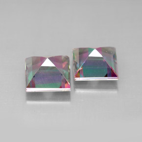 캐럿 천연 탑 레인보우 미스틱 토파즈 보석, 스퀘어, 7.1×7 mm, VVS-VS