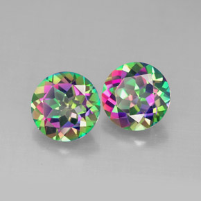 캐럿 천연 탑 레인보우 신비한 토파즈 보석, 라운드 컷, VVS-VS