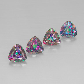 캐럿 천연 탑 레인보우 미스틱 토파즈 보석, 트릴리언, 8.1×8.1 mm, VVS-VS