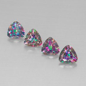 캐럿 천연 탑 레인보우 미스틱 토파즈 보석, 트릴리언, 8.1×8.1 mm, VVS-VS