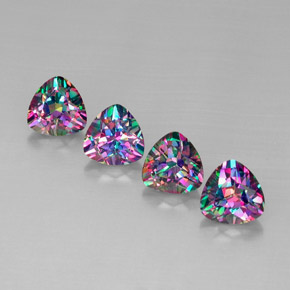 캐럿 천연 탑 레인보우 미스틱 토파즈 보석, 트릴리언, 8.2×8.2 mm, VVS-VS
