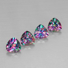 캐럿 천연 탑 레인보우 미스틱 토파즈 보석, 트릴리언, 8.2×8.2 mm, VVS-VS