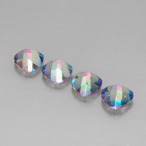 캐럿 천연 탑 레인보우 미스틱 토파즈 보석, 트릴리언, 8.2×8.2 mm, VVS-VS
