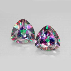 캐럿 천연 탑 레인보우 미스틱 토파즈 보석, 트릴리언, 8.1×8 mm, VVS-VS