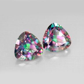 캐럿 천연 탑 레인보우 미스틱 토파즈 보석, 트릴리언, 8.1×8 mm, VVS-VS