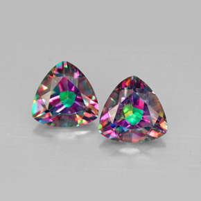 캐럿 천연 탑 레인보우 미스틱 토파즈 보석, 트릴리언, 8.1×8 mm, VVS-VS