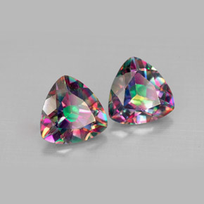 캐럿 천연 탑 레인보우 미스틱 토파즈 보석, 트릴리언, 8.1×8 mm, VVS-VS