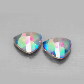 캐럿 천연 탑 레인보우 미스틱 토파즈 보석, 트릴리언, 8.1×8 mm, VVS-VS
