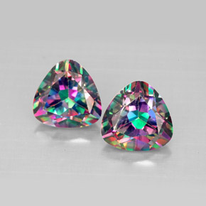 캐럿 천연 탑 레인보우 미스틱 토파즈 보석, 트릴리언, 8.2×8.1 mm, VVS-VS