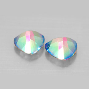 캐럿 천연 탑 레인보우 미스틱 토파즈 보석, 트릴리언, 8.2×8.1 mm, VVS-VS