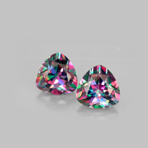 캐럿 천연 탑 레인보우 미스틱 토파즈 보석, 트릴리언, 8.1×8.1 mm, VVS-VS