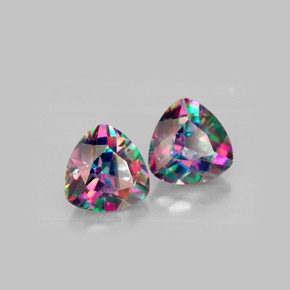 캐럿 천연 탑 레인보우 미스틱 토파즈 보석, 트릴리언, 8.1×8.1 mm, VVS-VS