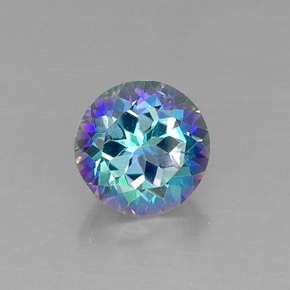 4.67캐럿 천연 탑 레인보우 미스틱 토파즈, 라운드 컷, 10.04 mm, VS