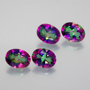 캐럿 천연 멀티컬러 레인보우 미스틱 토파즈 보석, 타원형 컷, 8.1×6.1 mm, VVS-VS
