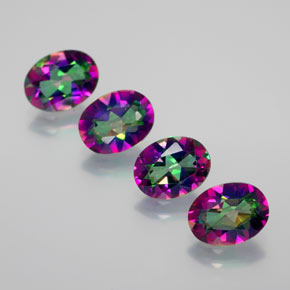 캐럿 천연 멀티컬러 레인보우 미스틱 토파즈 보석, 타원형 컷, 8.1×6.1 mm, VVS-VS