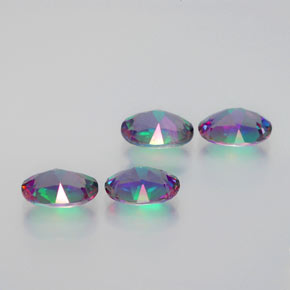 캐럿 천연 멀티컬러 레인보우 미스틱 토파즈 보석, 타원형 컷, 8.1×6.1 mm, VVS-VS