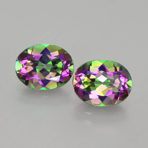 캐럿 천연 레인보우 미스틱 토파즈 보석, 타원형 컷, 9.1×7.1 mm, VS