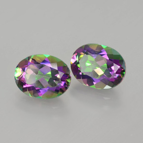 캐럿 천연 레인보우 미스틱 토파즈 보석, 타원형 컷, 9.1×7.1 mm, VS