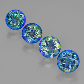 캐럿 천연 다색 미스틱 토파즈 보석, 라운드 컷, VVS-VS