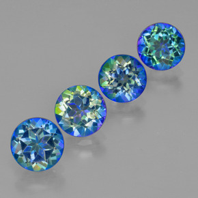 캐럿 천연 다색 미스틱 토파즈 보석, 라운드 컷, VVS-VS