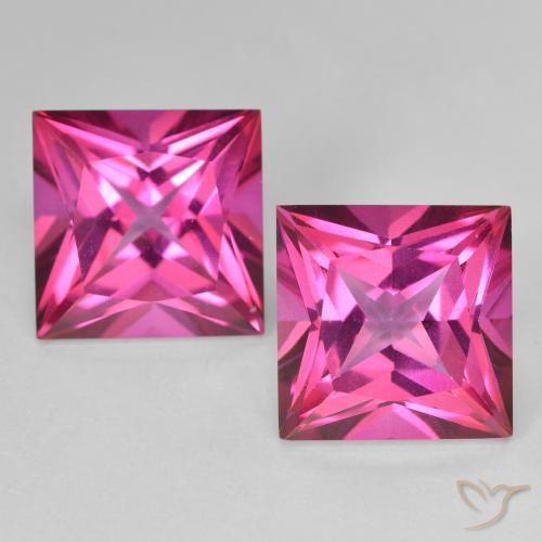 12.16캐럿 핑크 미스틱 토파즈, 브라질 산 10.1 x 10.1mm 스퀘어 컷, Photo A