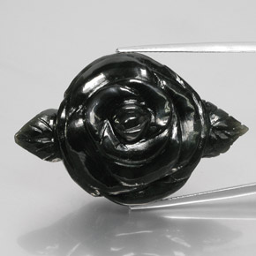 63.61캐럿 천연 녹빛 블랙 네프라이트, 멋진 모양, 40.1×26 mm, 불투명체