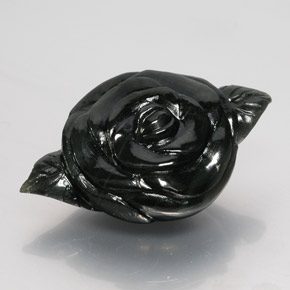 63.61캐럿 천연 녹빛 블랙 네프라이트, 멋진 모양, 40.1×26 mm, 불투명체