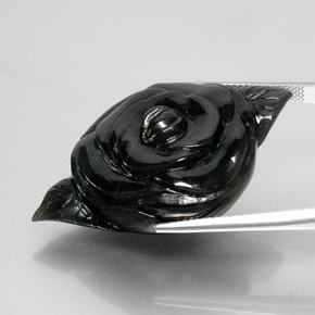 63.61캐럿 천연 녹빛 블랙 네프라이트, 멋진 모양, 40.1×26 mm, 불투명체