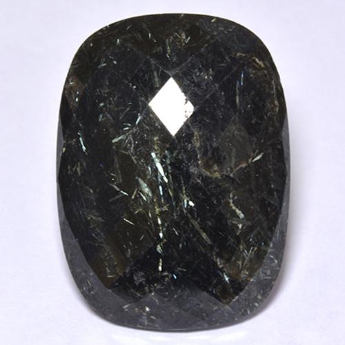 20.17캐럿 천연 검정색 누우마이트, 쿠션 컷, 24.4×18.1 mm, 불투명체