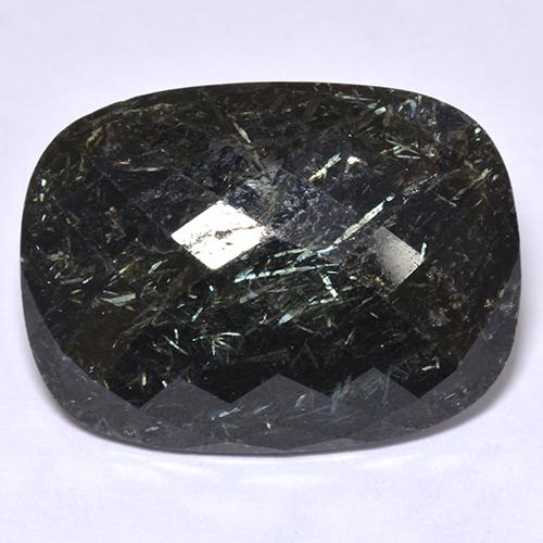 20.17캐럿 천연 검정색 누우마이트, 쿠션 컷, 24.4×18.1 mm, 불투명체