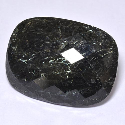 20.17캐럿 천연 검정색 누우마이트, 쿠션 컷, 24.4×18.1 mm, 불투명체