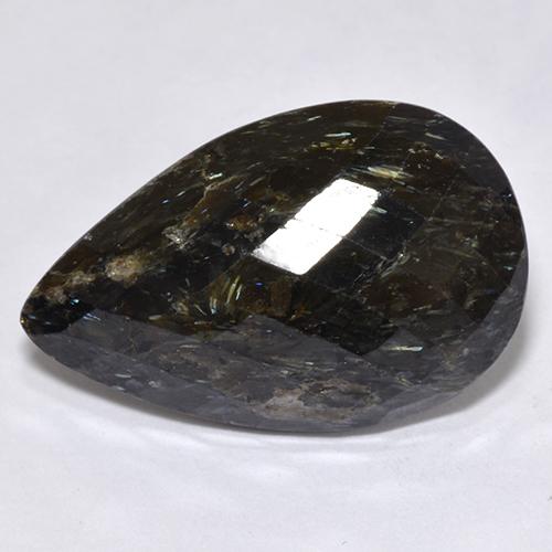 12.45캐럿 천연 검정색 누우마이트, 배 모양, 21.4×13.7 mm, 불투명체