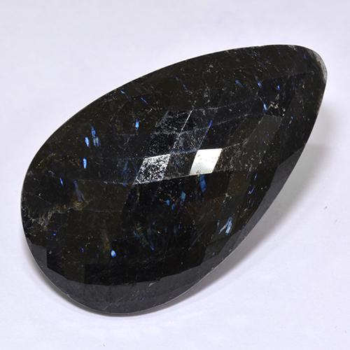 45.28캐럿 천연 검정색 누우마이트, 배 모양, 40.2×23.9 mm, 불투명체