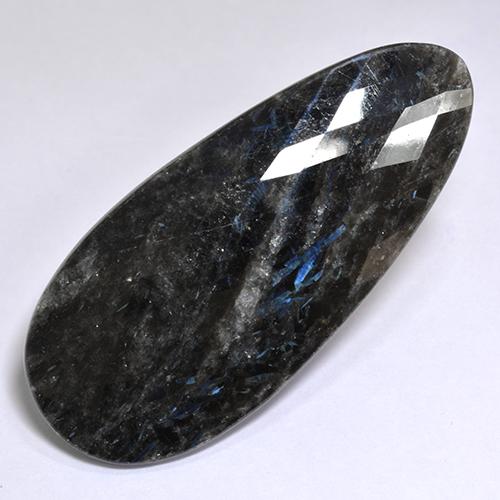 41.22캐럿 천연 검정색 누우마이트, 배 모양, 45.3×20.4 mm, 불투명체