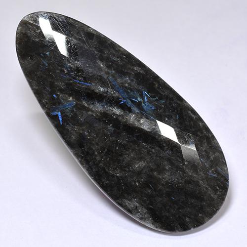 41.22캐럿 천연 검정색 누우마이트, 배 모양, 45.3×20.4 mm, 불투명체
