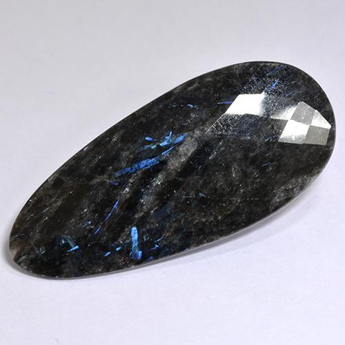 41.22캐럿 천연 검정색 누우마이트, 배 모양, 45.3×20.4 mm, 불투명체