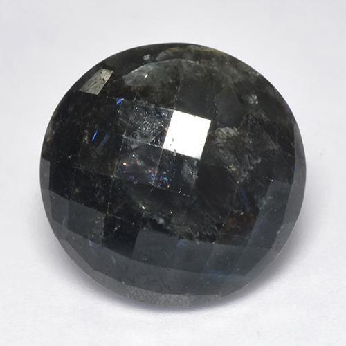 15.30캐럿 천연 블루 스파클이 있는 블랙 누우마이트, 라운드 컷, 16.64 mm, 불투명체