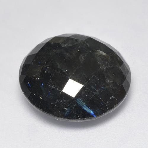15.30캐럿 천연 블루 스파클이 있는 블랙 누우마이트, 라운드 컷, 16.64 mm, 불투명체