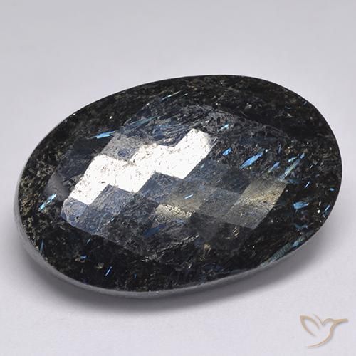 45.06ct 자연스러운 블루 스파클이 있는 블랙 누움마이트, 타원형, 불투명체
