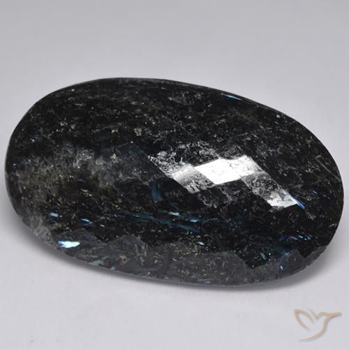 47.12ct 자연스러운 블루 스파클이 있는 블랙 누움마이트, 타원형, 불투명체