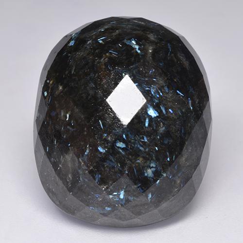 45.83캐럿 천연 블루 스파클이 있는 블랙 누우마이트, 쿠션 컷, 24.9×20.6 mm, 불투명체