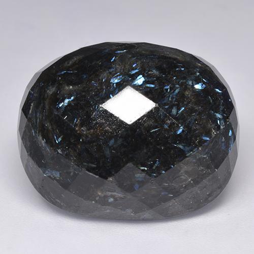 45.83캐럿 천연 블루 스파클이 있는 블랙 누우마이트, 쿠션 컷, 24.9×20.6 mm, 불투명체